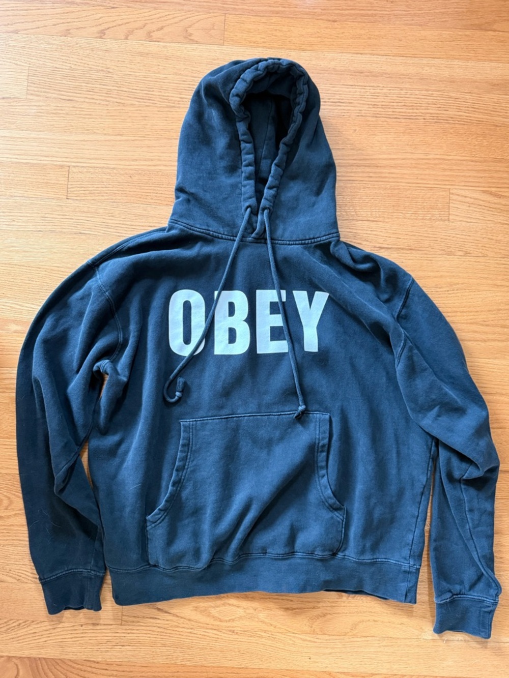 Obey Men’s Black Pullover Hoodie with White Logo